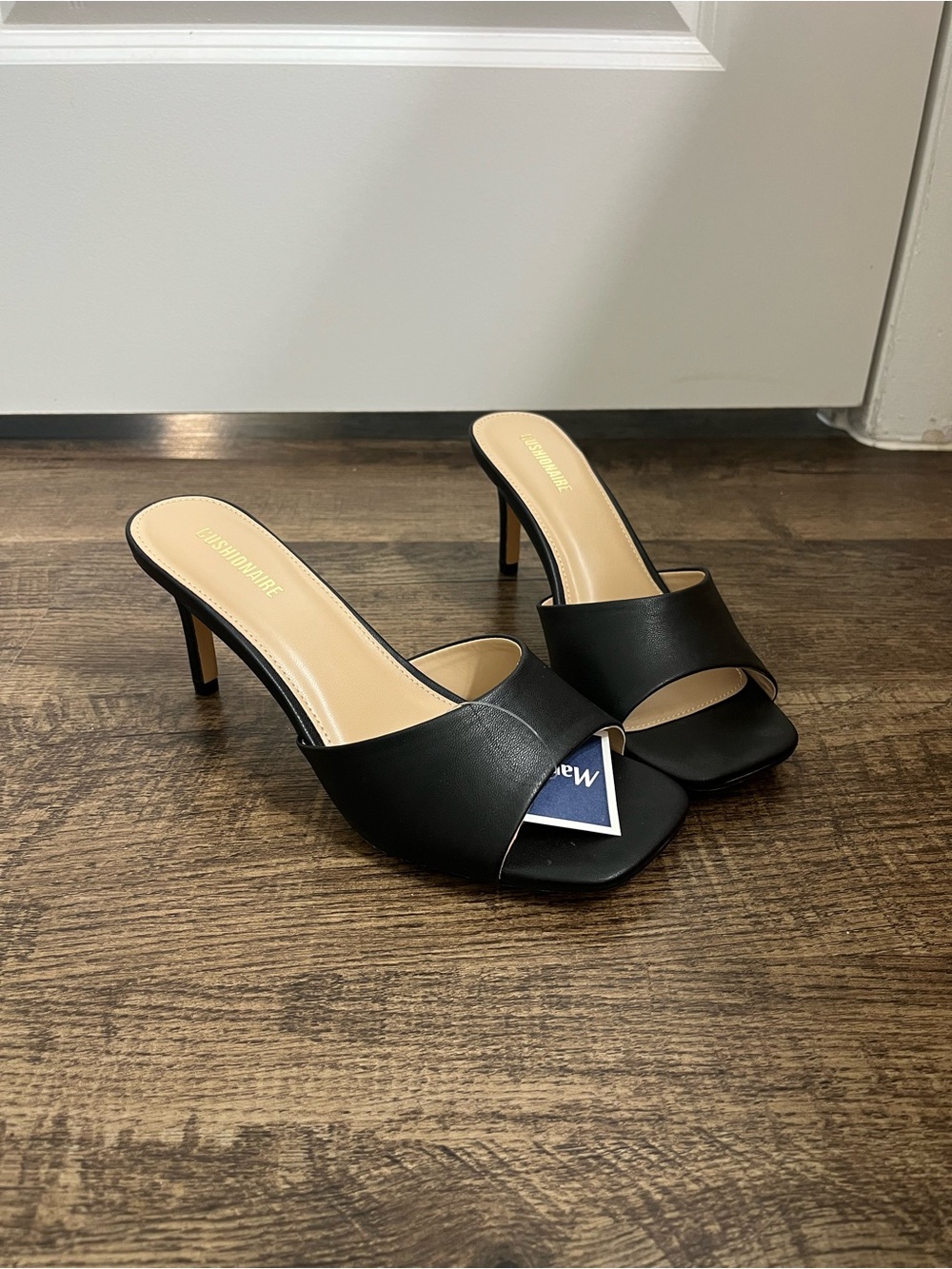 Cushionaire Black Open-Toe Mule Heels